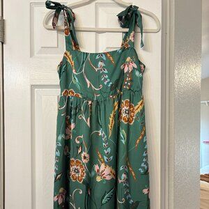 THML Satin Green Floral Maxi Dress - Size SMALL - NWOT